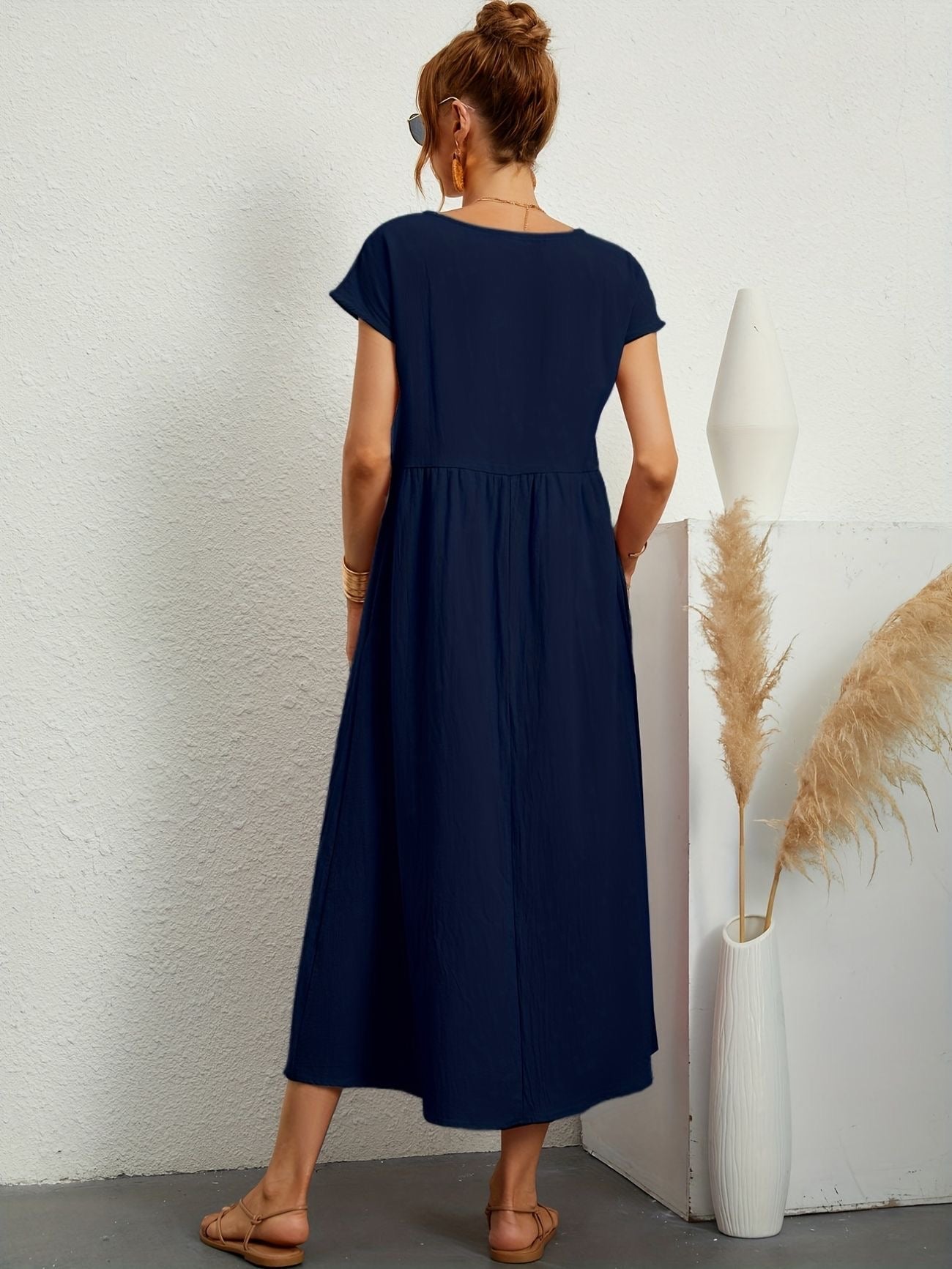 Vestido de lino elegante para mujer con corte relajado – GRETA