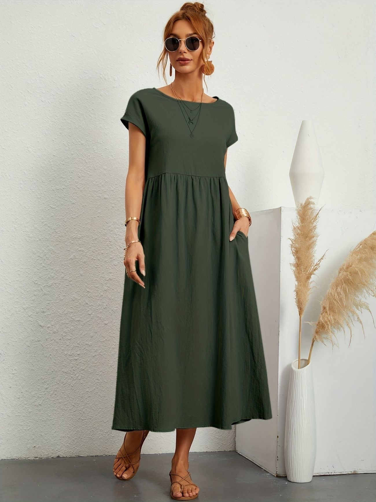 Vestido de lino con corte fluido y estilo natural – GRETA