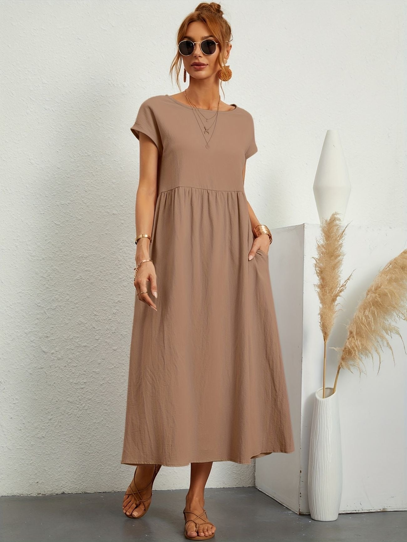Vestido de lino con corte fluido y estilo natural – GRETA