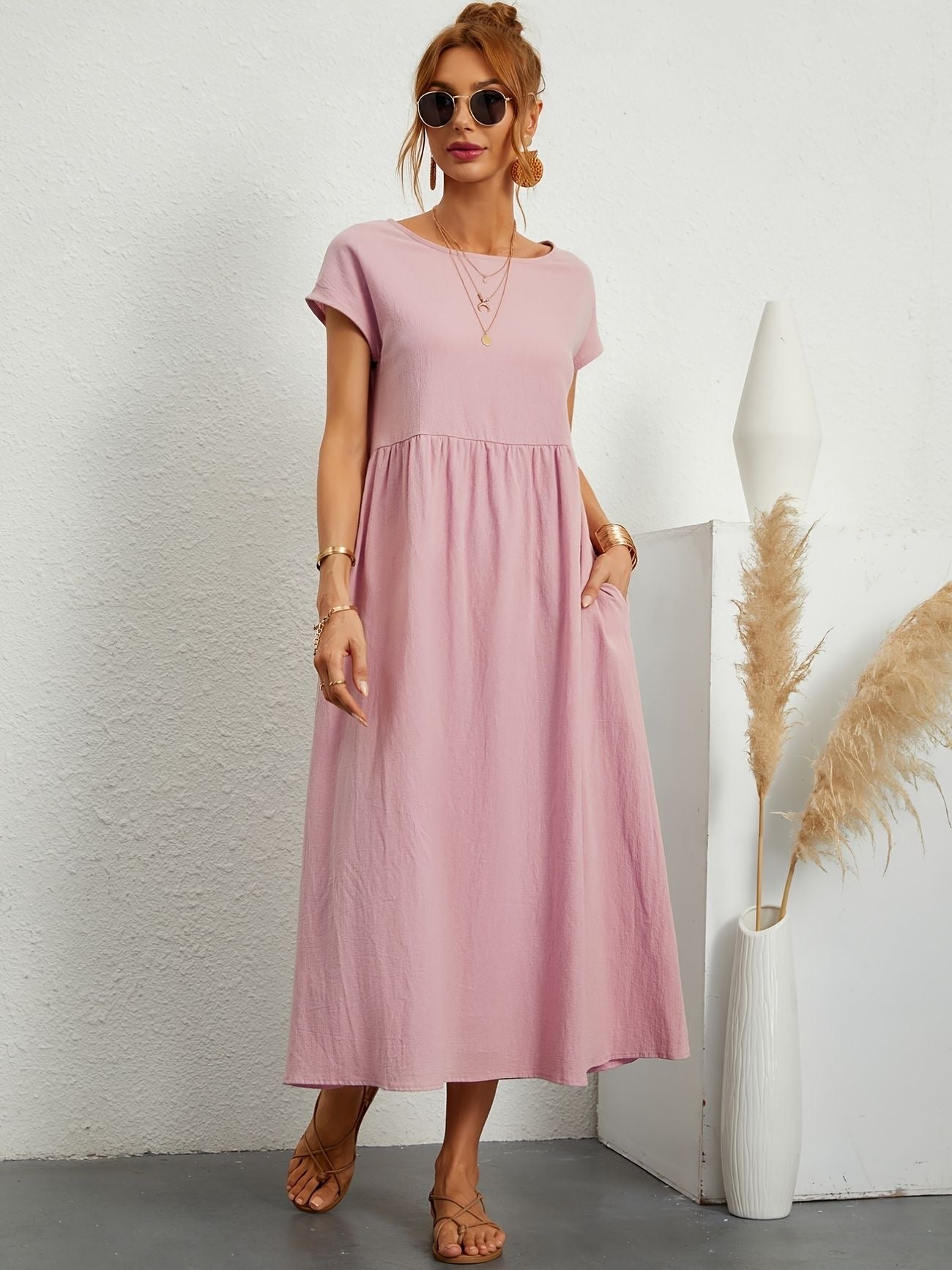 Vestido de lino con corte fluido y estilo natural – GRETA