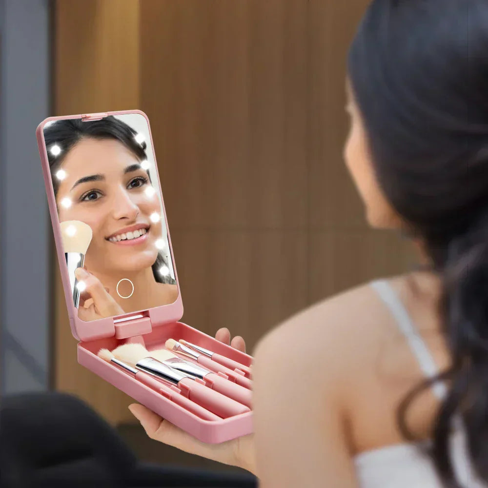 Set de brochas de maquillaje para viaje con estuche elegante – ROSALIE