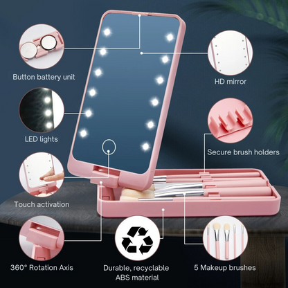 Set de brochas de maquillaje para viaje con estuche elegante – ROSALIE