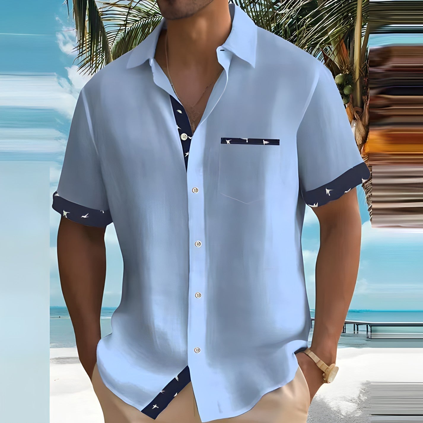 Camisa de manga corta con botones para hombre – MARCO COAST