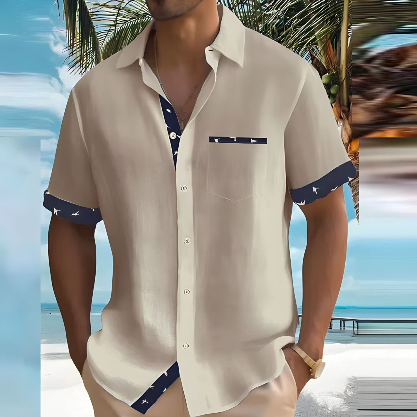 Camisa de manga corta con botones para hombre – MARCO COAST