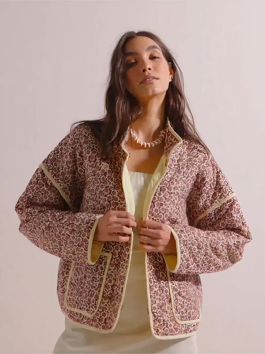 FREYA - Chaqueta casual texturizada con diseño abierto para mujer