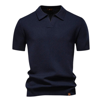 Polo de hombre con textura estructurada y cuello abierto – VICTOR