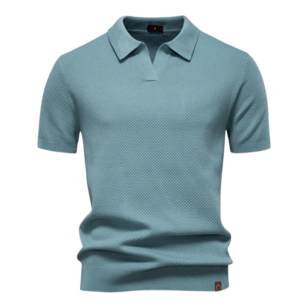 Polo de hombre con textura estructurada y cuello abierto – VICTOR