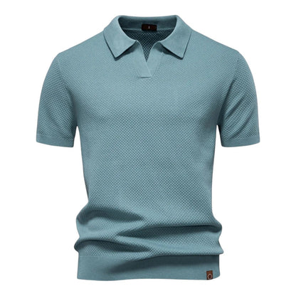 Polo de hombre con textura estructurada y cuello abierto – VICTOR