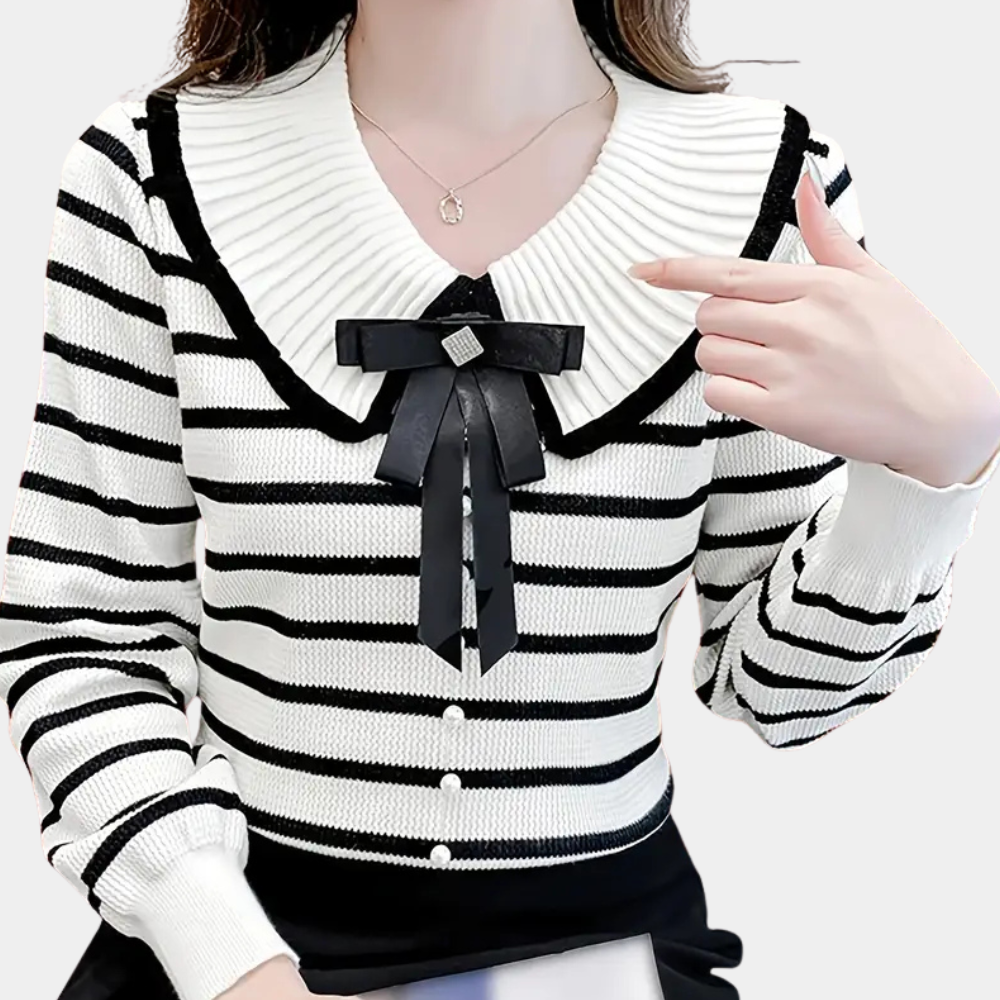 Xenia | Gestreepte Jersey de punto suave con rayas y diseño casual – LUNÉA