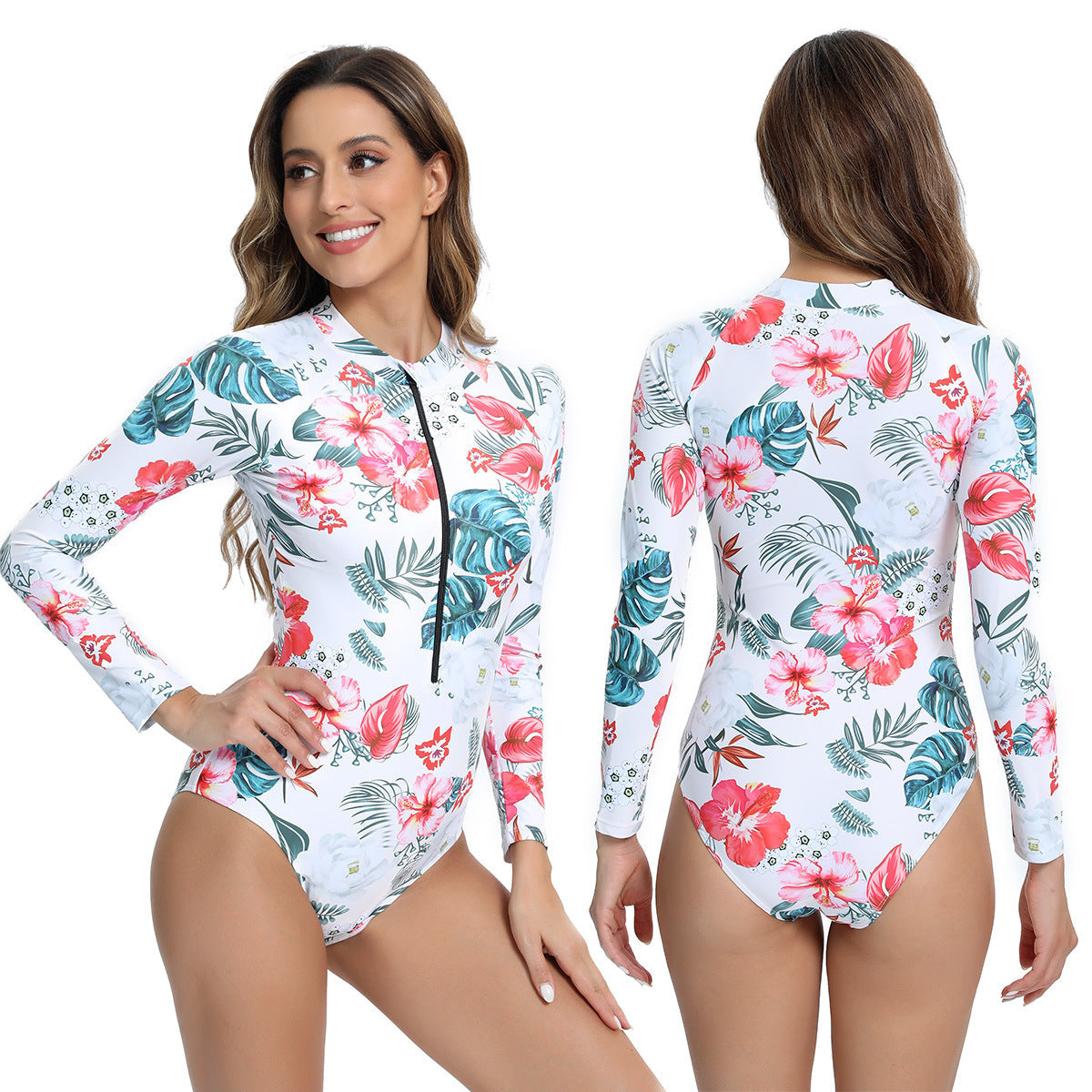 Bañador de mujer con manga larga y cremallera frontal – RICARDA