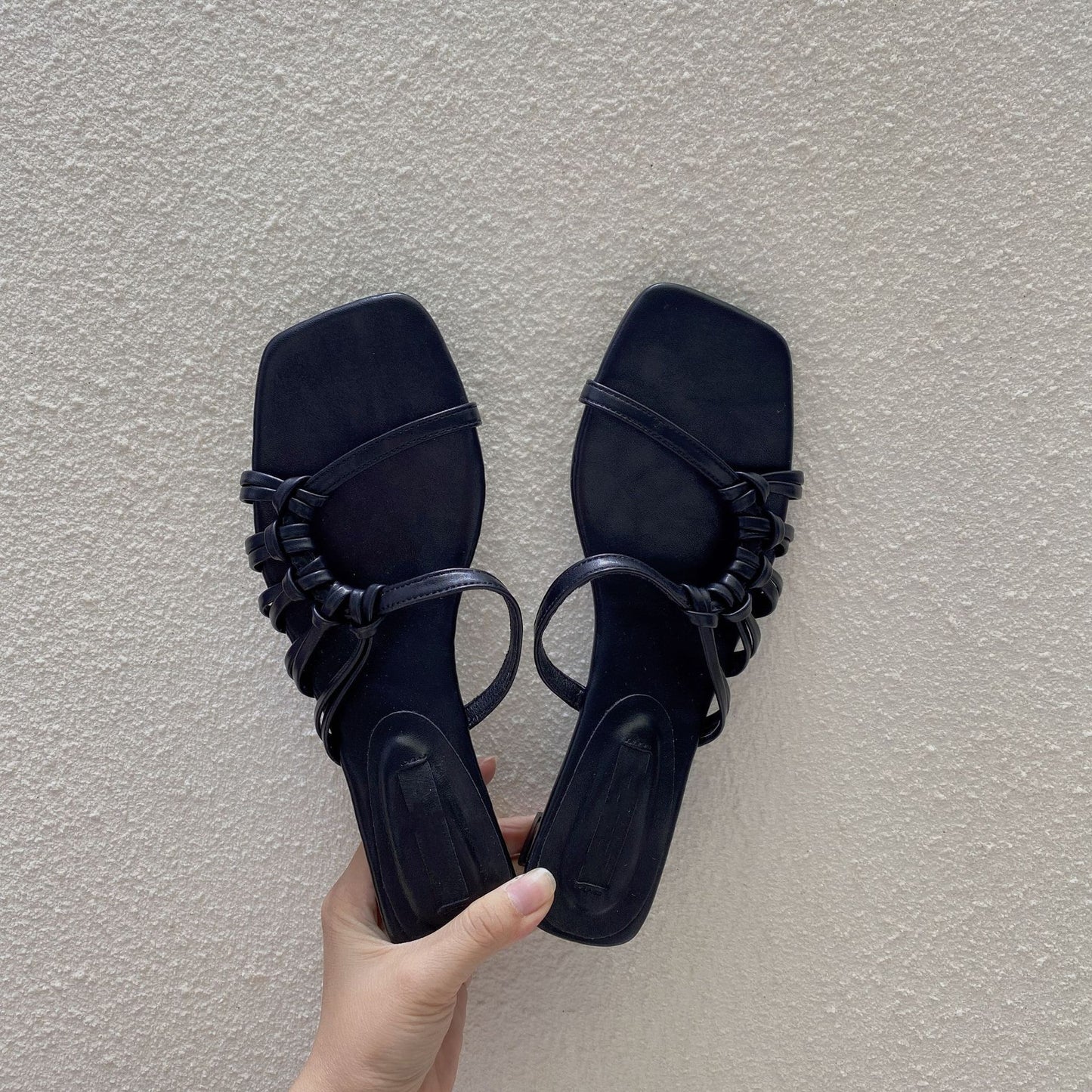 Isabel - Sandalias de Tacón Pequeño con Forma Asimétrica y Punta Cuadrada de Verano para Mujer