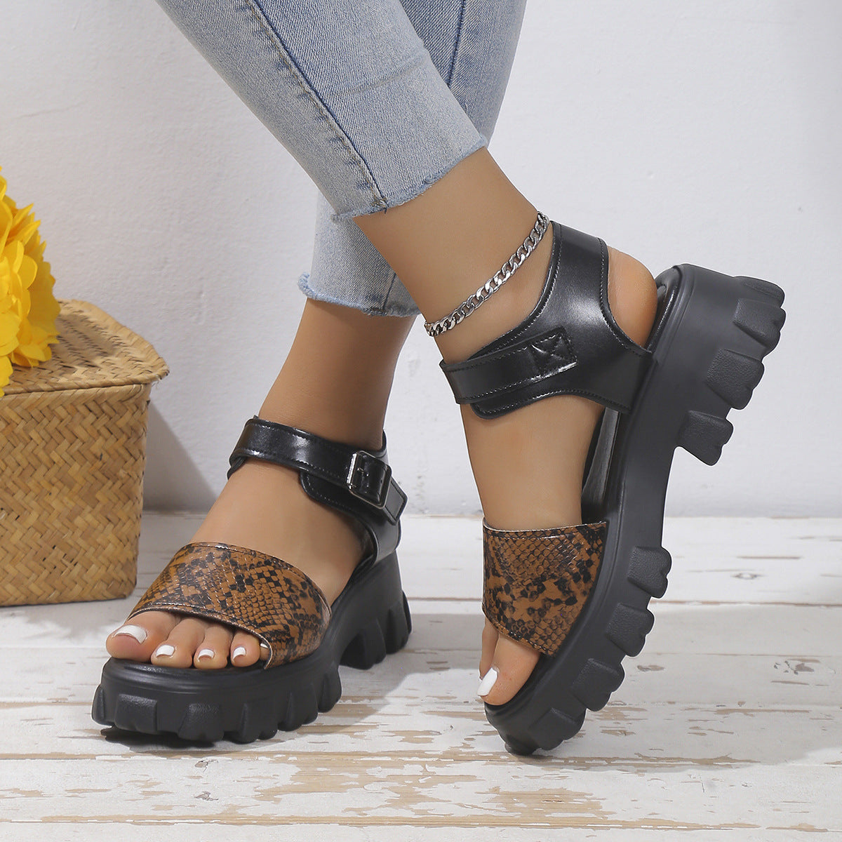 Olga - Sandalias de Plataforma Casual para Mujer para Uso Exterior De Verano