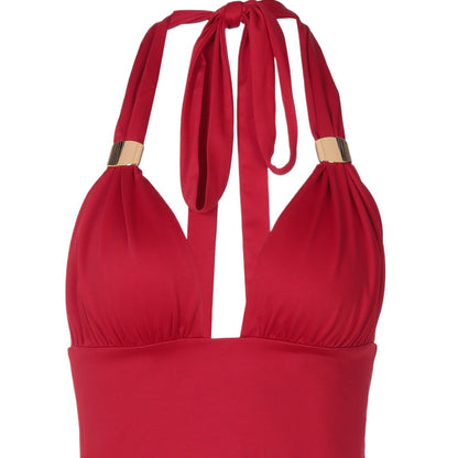 Top corto halter de mujer con escote en V profundo – JUTTA