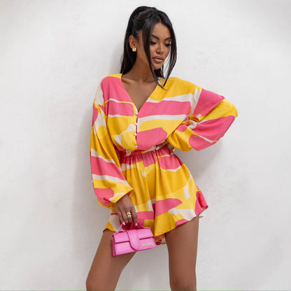 Mono corto de mujer con mangas abullonadas y volantes decorativos – NOHAMIE