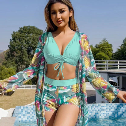 Conjunto de baño 3 piezas para mujer con top, short y cover-up – SYBILLE
