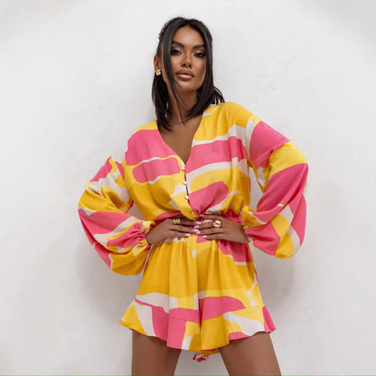 Mono corto de mujer con mangas abullonadas y volantes decorativos – NOHAMIE