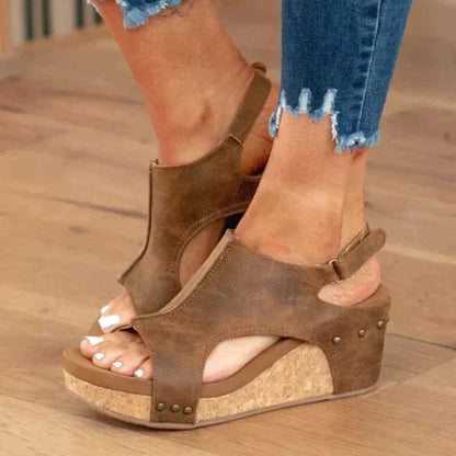 Sandalias de cuña con punta abierta y ajuste cómodo para mujer – LINA