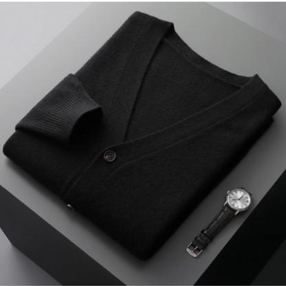 Cárdigan de punto para hombre con cuello en V y botones – MONTARO