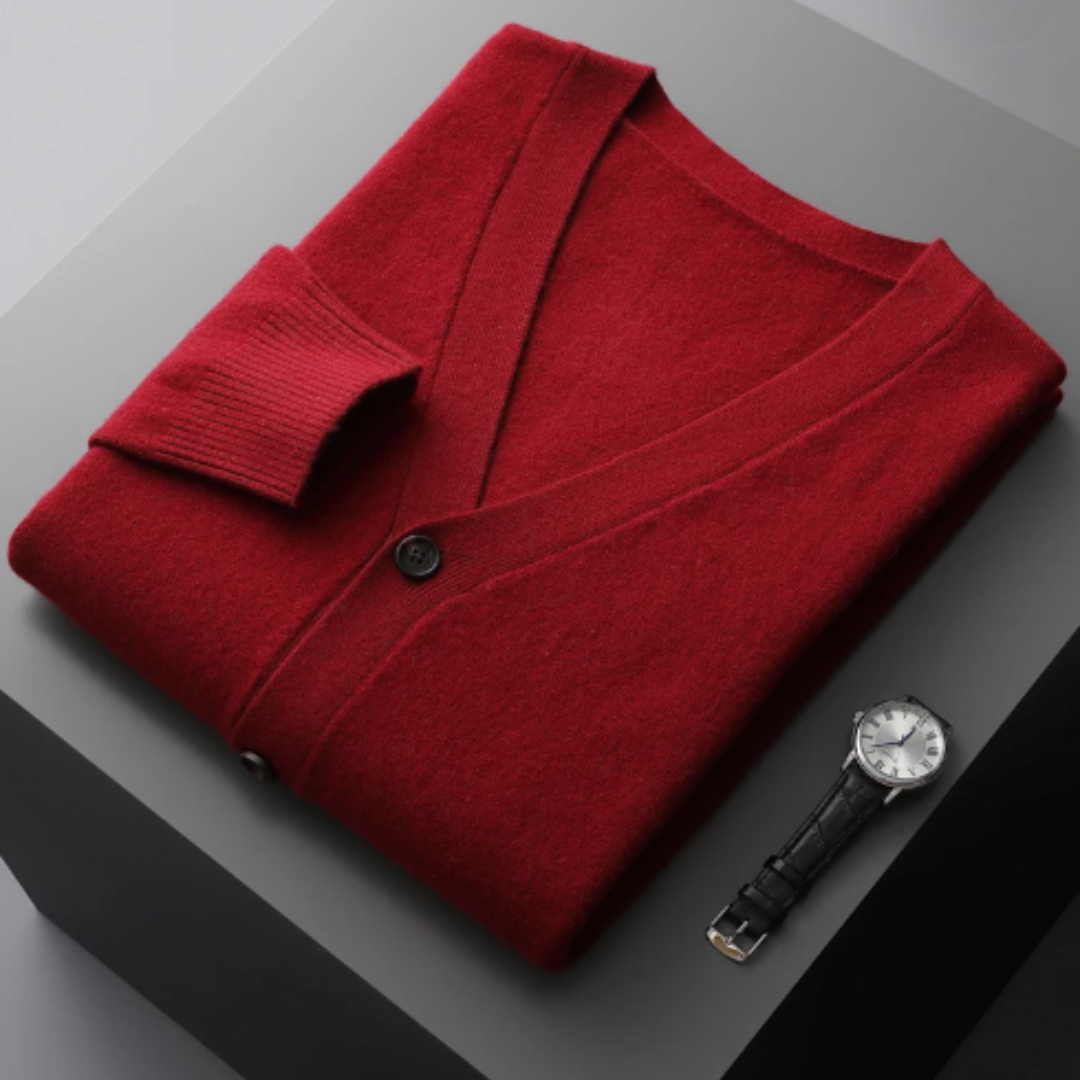 Cárdigan de punto para hombre con cuello en V y botones – MONTARO