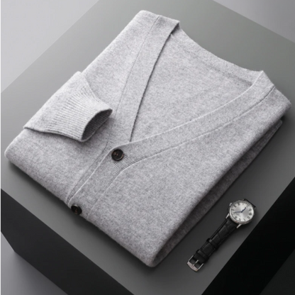 Cárdigan de punto para hombre con cuello en V y botones – MONTARO