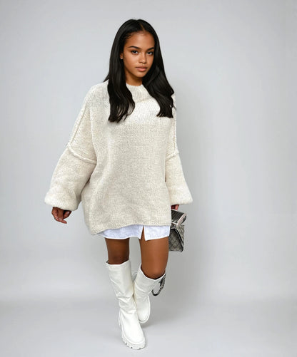 Suéter oversize de mujer en color beige – NATELA