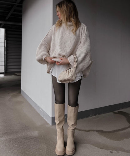 Suéter oversize de mujer en color beige – NATELA