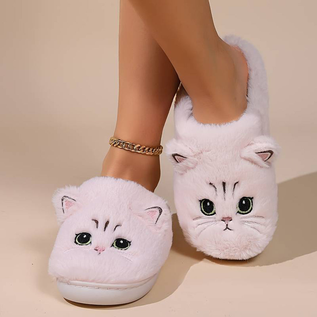ROMÉE - Zapatillas de casa cálidas con diseño de gato para mujeres