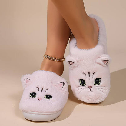 ROMÉE - Zapatillas de casa cálidas con diseño de gato para mujeres