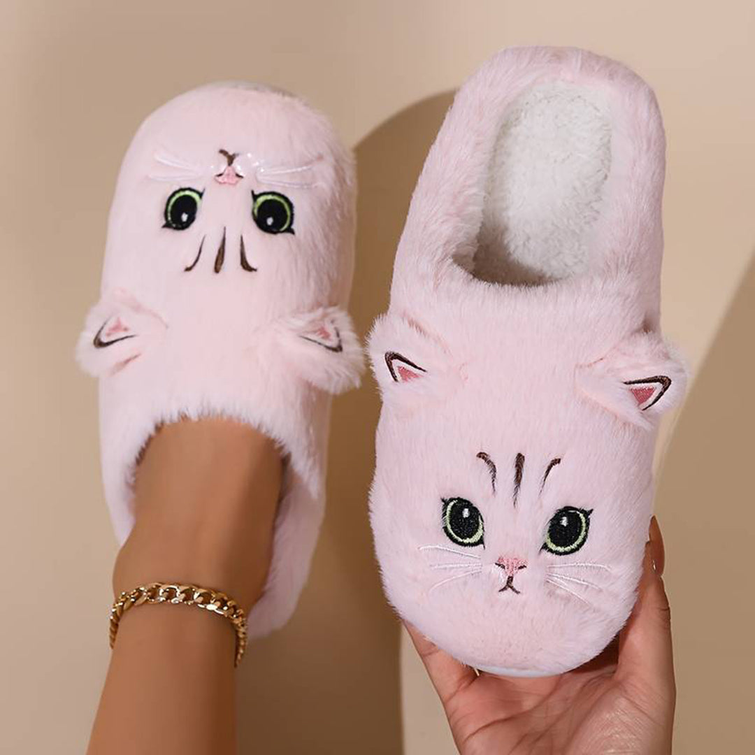 ROMÉE - Zapatillas de casa cálidas con diseño de gato para mujeres