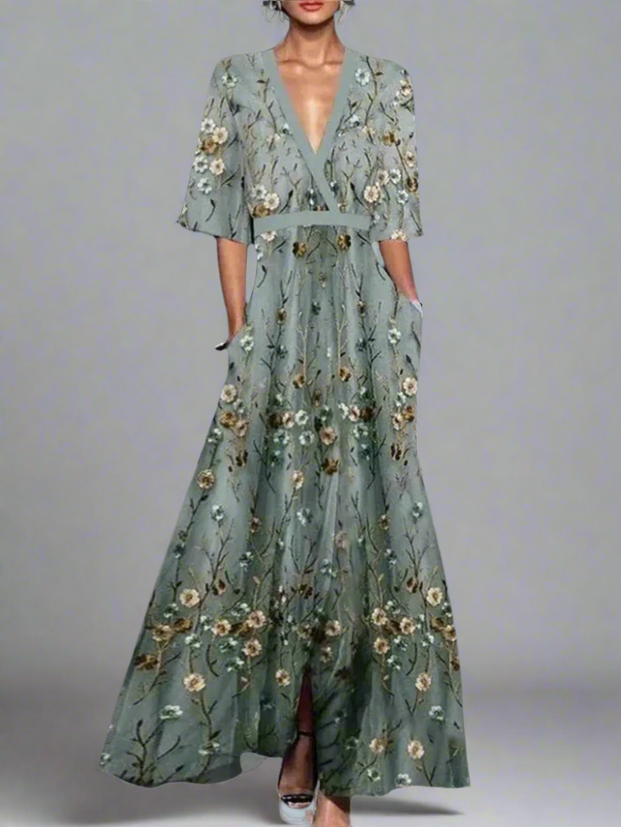 Vestido de verano con escote en V y corte fluido para mujer – ALMA