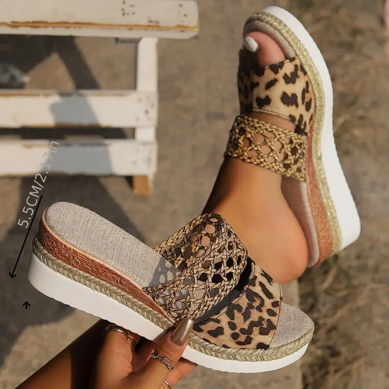 Sandalias cómodas de cuña con tiras trenzadas para mujer – AMARÉA