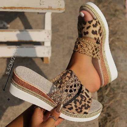 Sandalias cómodas de cuña con tiras trenzadas para mujer – AMARÉA