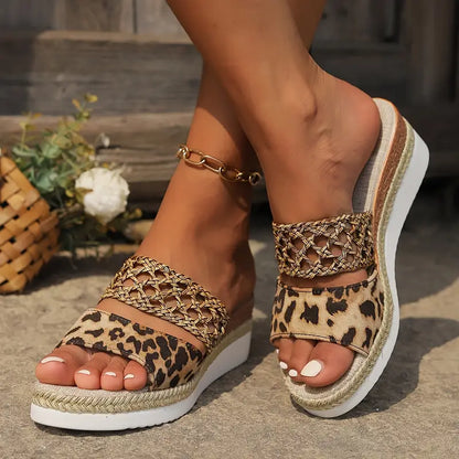 Sandalias cómodas de cuña con tiras trenzadas para mujer – AMARÉA