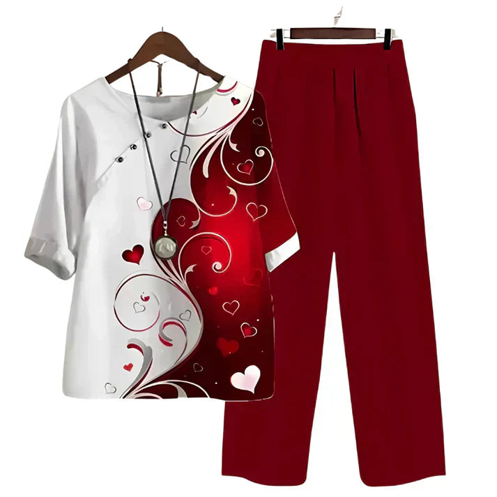 Conjunto de blusa floral y pantalón recto para mujer – FLOREA