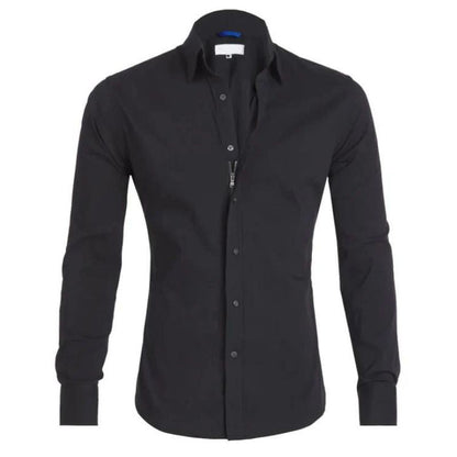 Camisa casual de hombre con corte slim fit y estilo sin cuello – RENVER