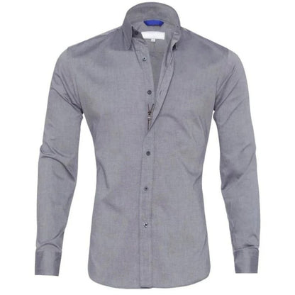 Camisa casual de hombre con corte slim fit y estilo sin cuello – RENVER