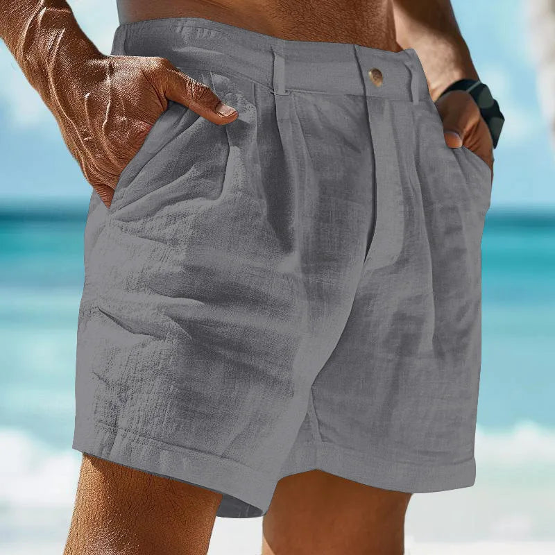 Pantalones Cortos De Lino Transpirables Para Hombres Con Estilo Veraniego – AARON