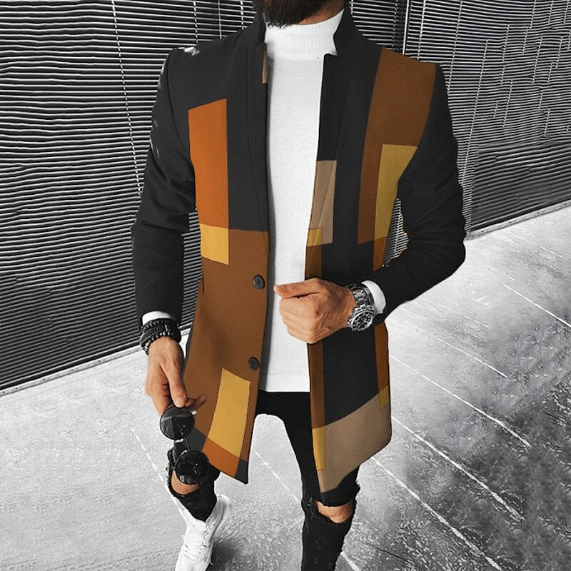 LEONIS - Chaqueta moderna con diseño geométrico para hombre