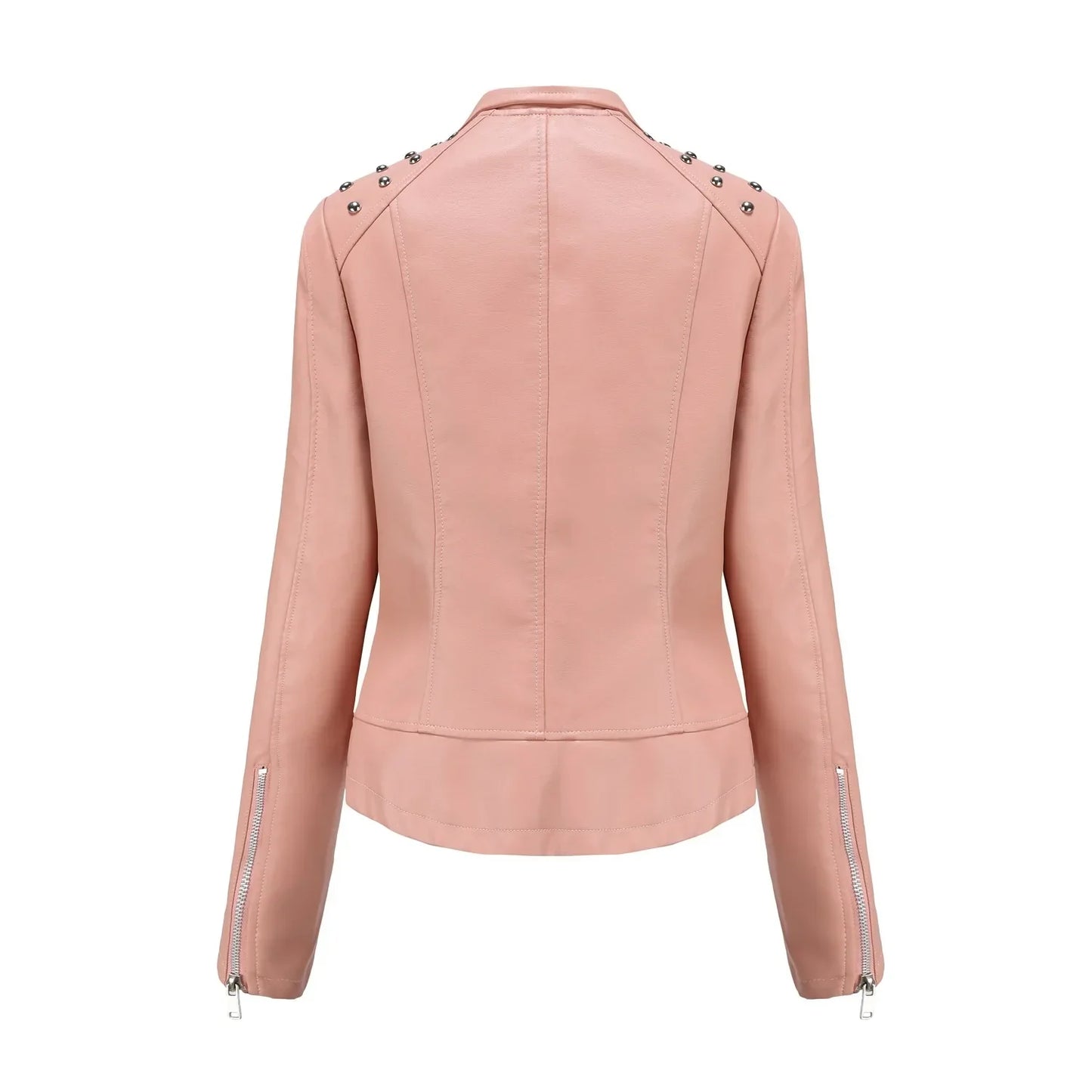 DOUTZEN - Chaqueta de cuero slim con estilo para mujeres