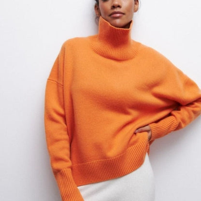 NADINE - Jersey básico de cuello cisne para mujer