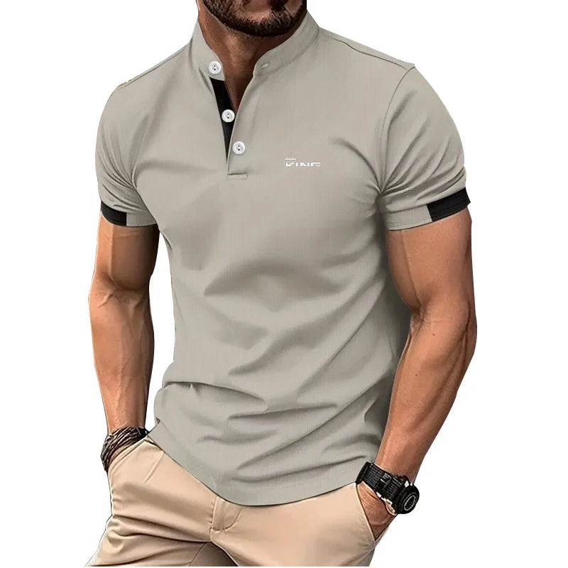 Polo moderna para hombre con cuello mao y detalle de botones – NIKO