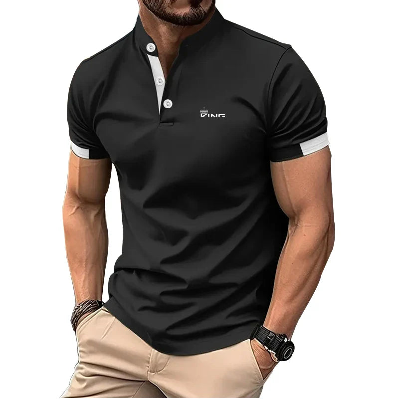 Polo moderna para hombre con cuello mao y detalle de botones – NIKO