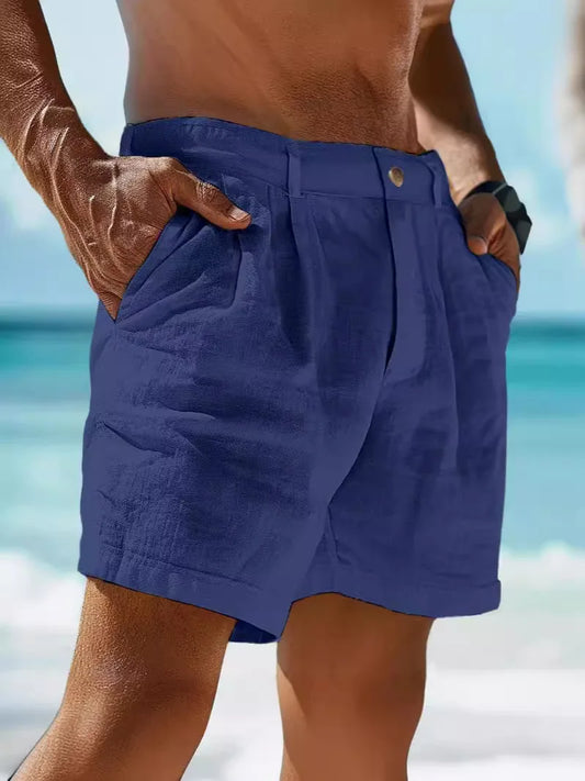 Pantalones Cortos De Lino Transpirables Para Hombres Con Estilo Veraniego – AARON