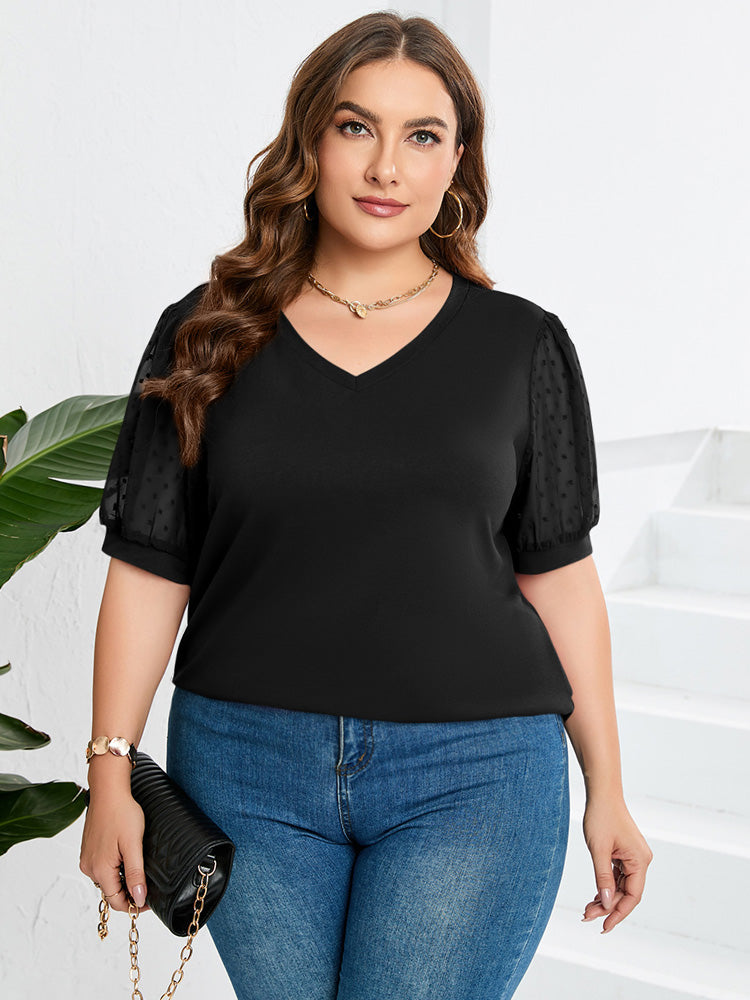 Blusa básica con escote en V y manga larga de algodón – LUMARA