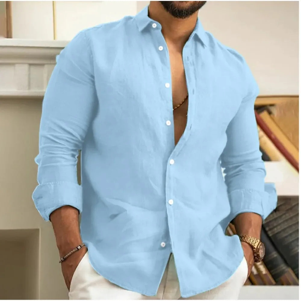 Camisa de lino transpirable de hombre, frescura y estilo estival – Ronnie
