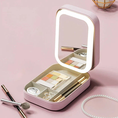 Neceser de maquillaje con espejo LED portátil para viaje – KORI