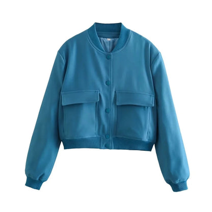 LUNA - Chaqueta cropped con cierre de botones para mujer