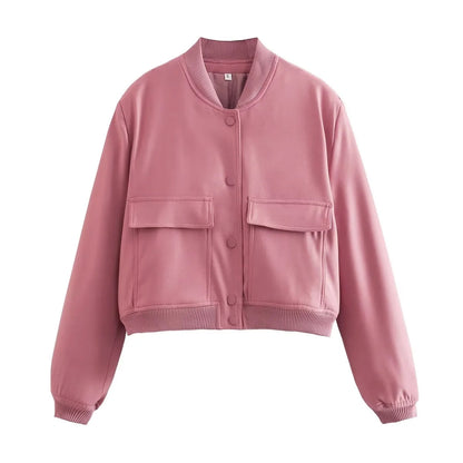 LUNA - Chaqueta cropped con cierre de botones para mujer