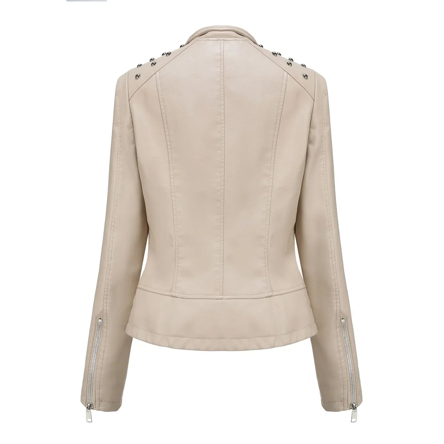 DOUTZEN - Chaqueta de cuero slim con estilo para mujeres