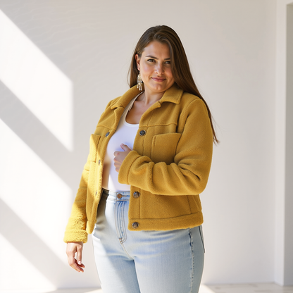 Chaqueta de peluche suave con botones y bolsillos para mujer – TEDDINA